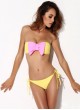 Yellow Contrast Color Bow Bandeau  bra Bikini suit